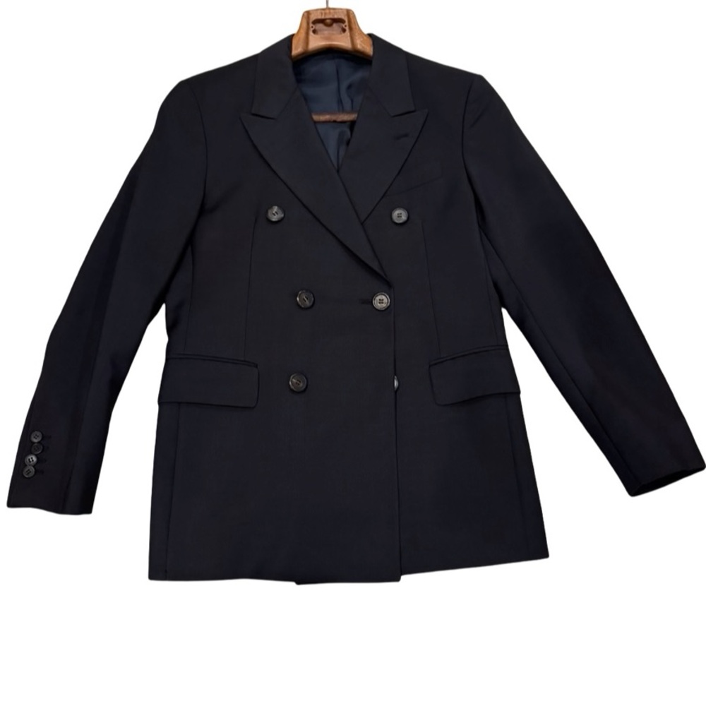 PRADA Men's Navy Double-Breasted Wool Blazer - Navy - 46R (Model G38870)